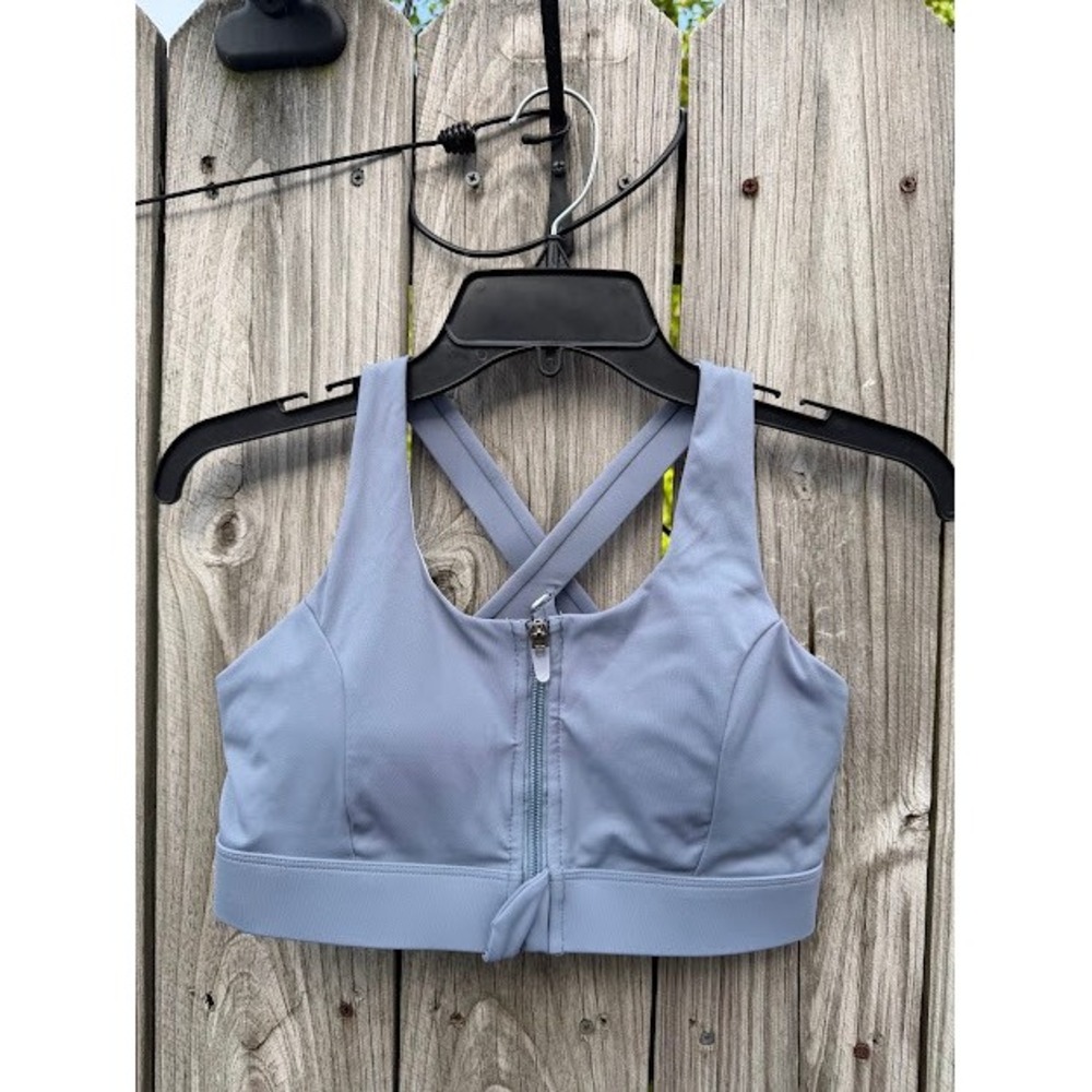 Activewear Athleisure Gym GLOWMODE Sports Bra S Blue Zip Front Crossback